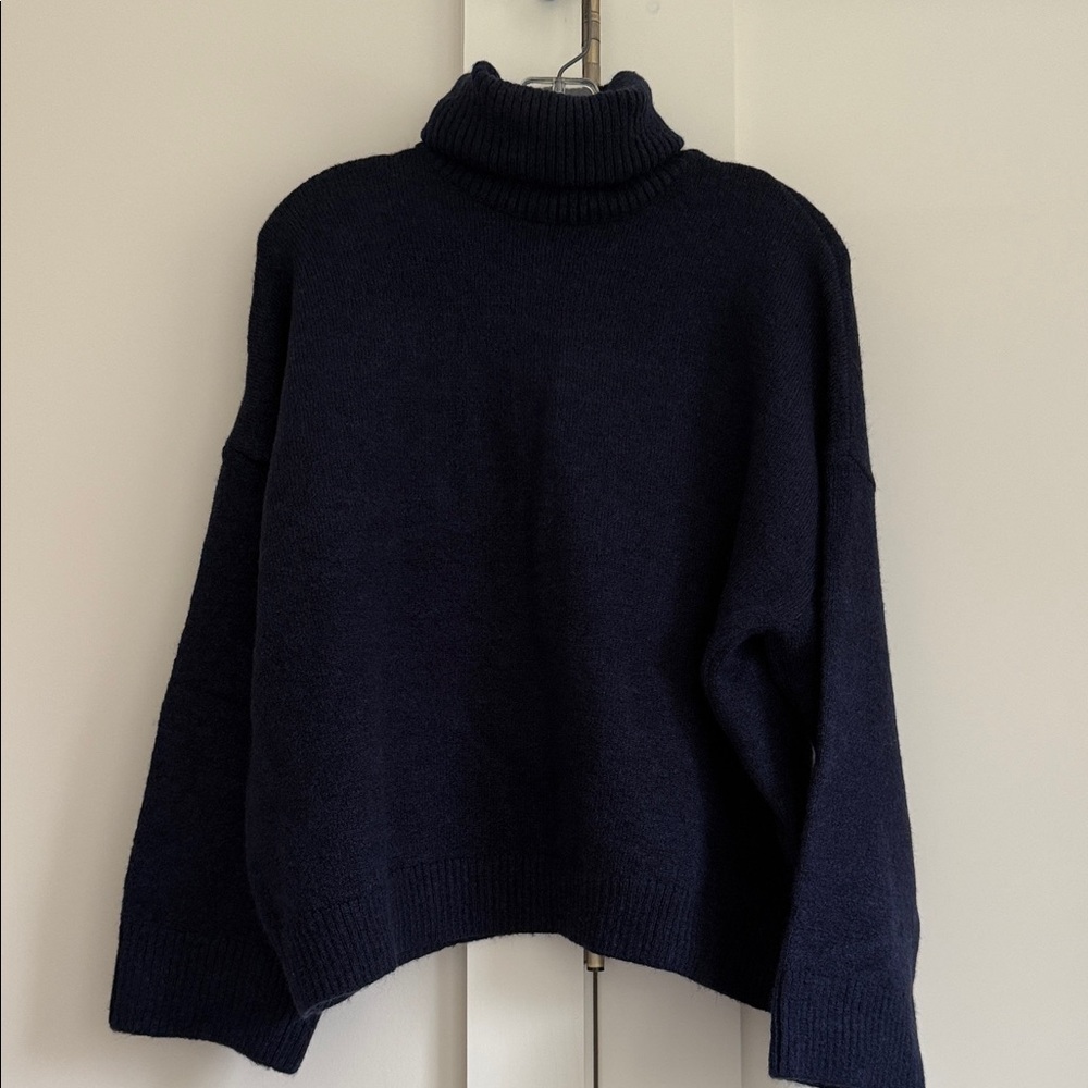 Zara Turtleneck Knit Sweater - Navy